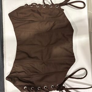 Brown strapless corset top